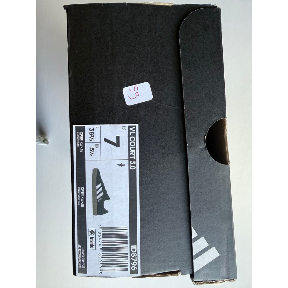 Adidas VL Court 3.0 Black White Gum 7W New With Tags